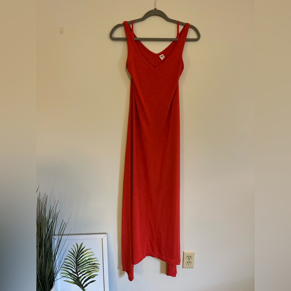 Old Navy Red Maxi Slip Dress V-Neck Sleeveless